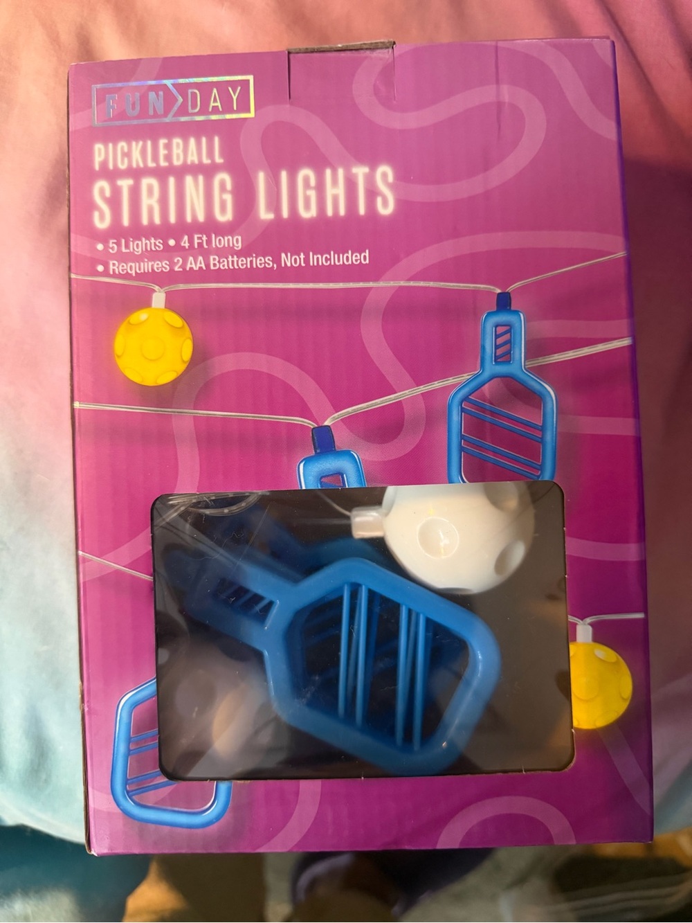 Funday Pickleball String Lights - Blue & Yellow